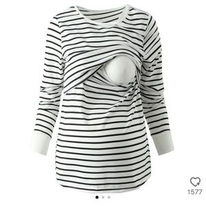 Pat pat black and white stripes nursing top